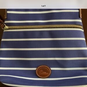 DOONEY & BOURKE-Blue & White Striped Canvas-Leather Shoulder